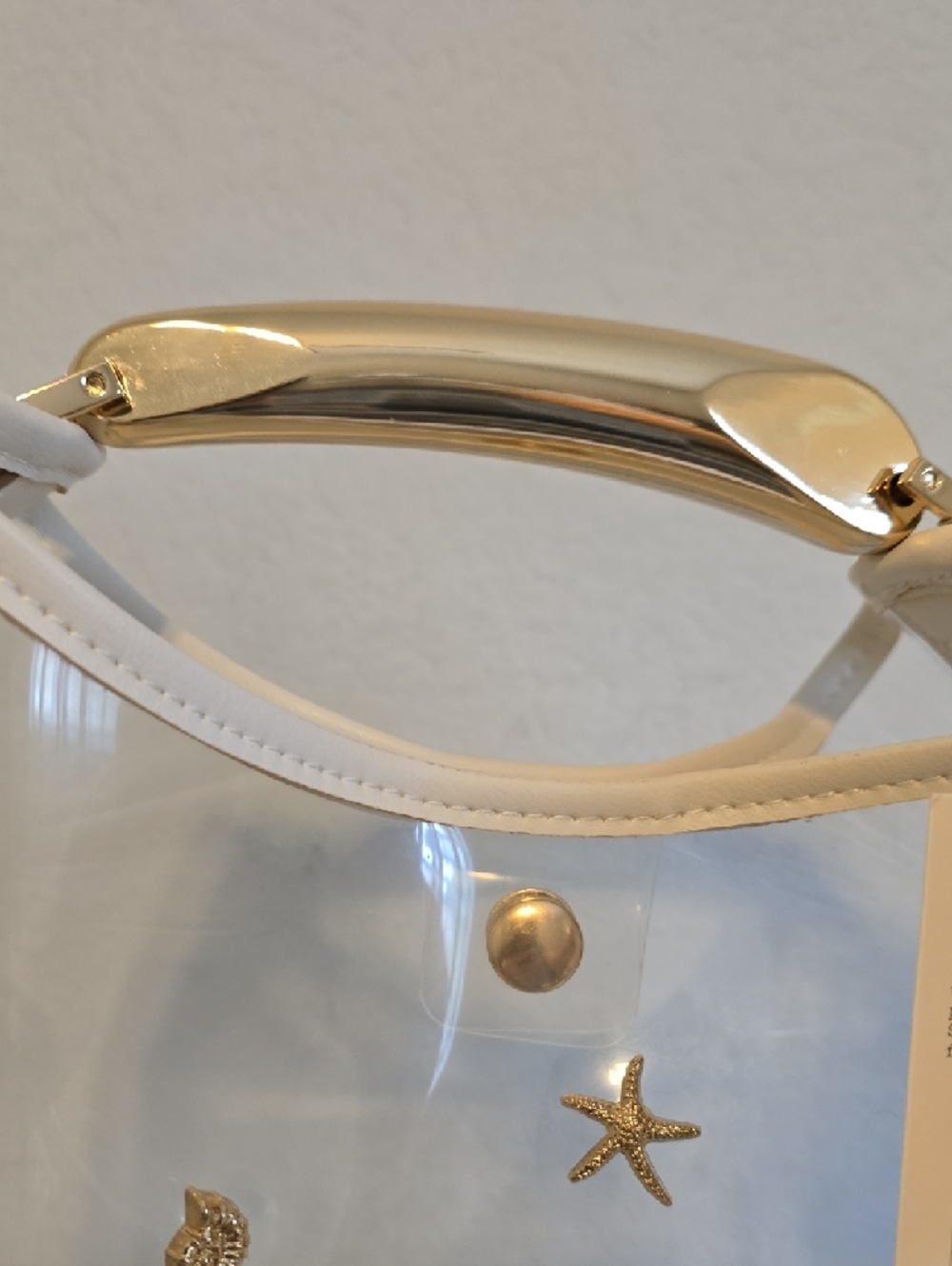 a new day Clear Tote with Gold Shell & Star Accents - Creme Trim - Picture 3 of 13